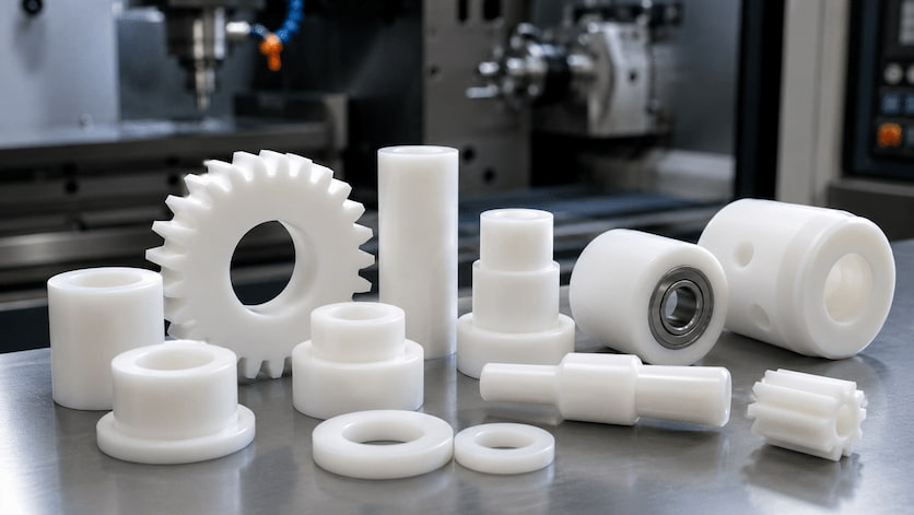 Peças usinadas em poliacetal com precisão para aplicações industriais